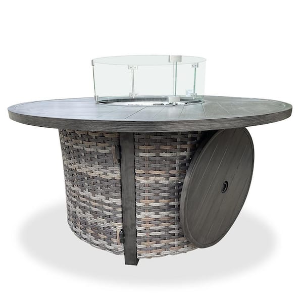 Sunjoy Jasper 45-Inch Square Wicker Propane Fire Pit Table