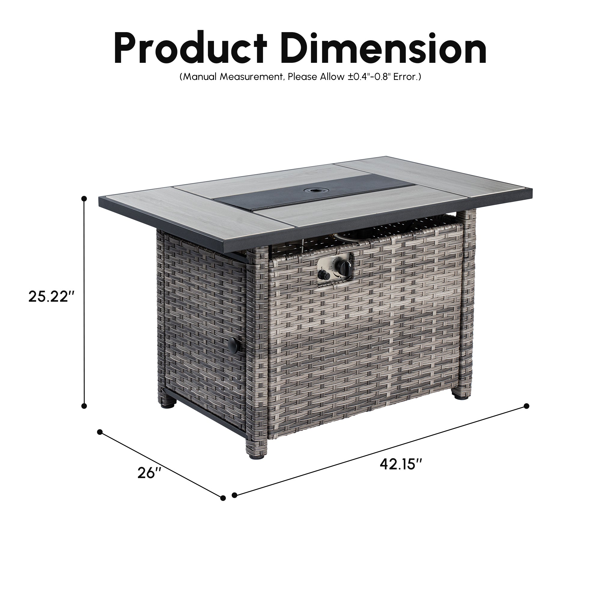 Sunjoy Maxwell 42-Inch Wicker Propane Fire Table