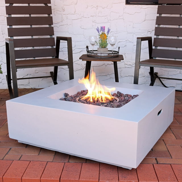 Sunnydaze 34" Square Electric Fire Pit Table with Concrete-Look Top