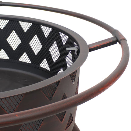 Sunnydaze 35-Inch Heavy-Duty Steel Crossweave Fire Pit with Spark Screen and Poker