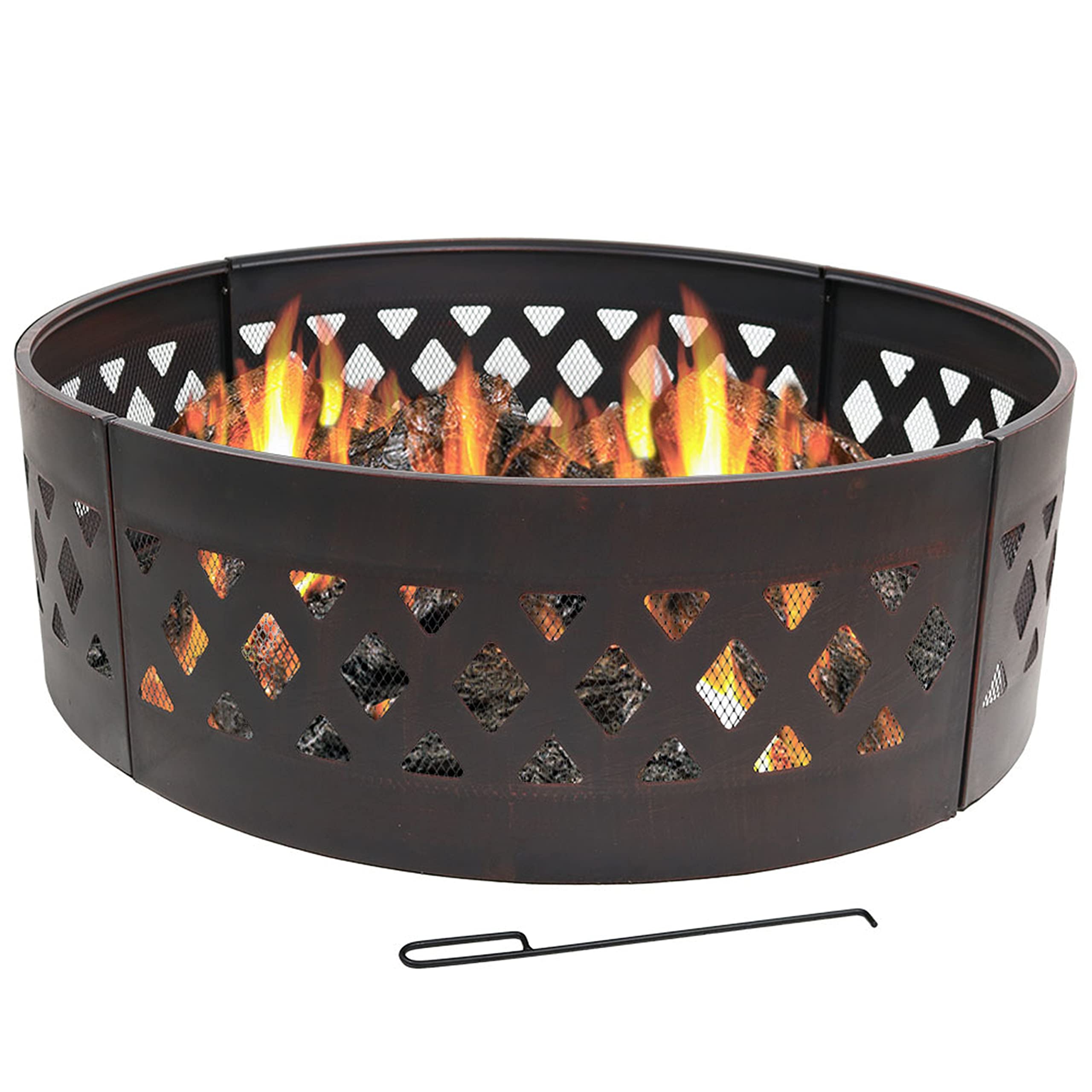 Sunnydaze 36-Inch Heavy-Duty Steel Campfire Ring with Stakes