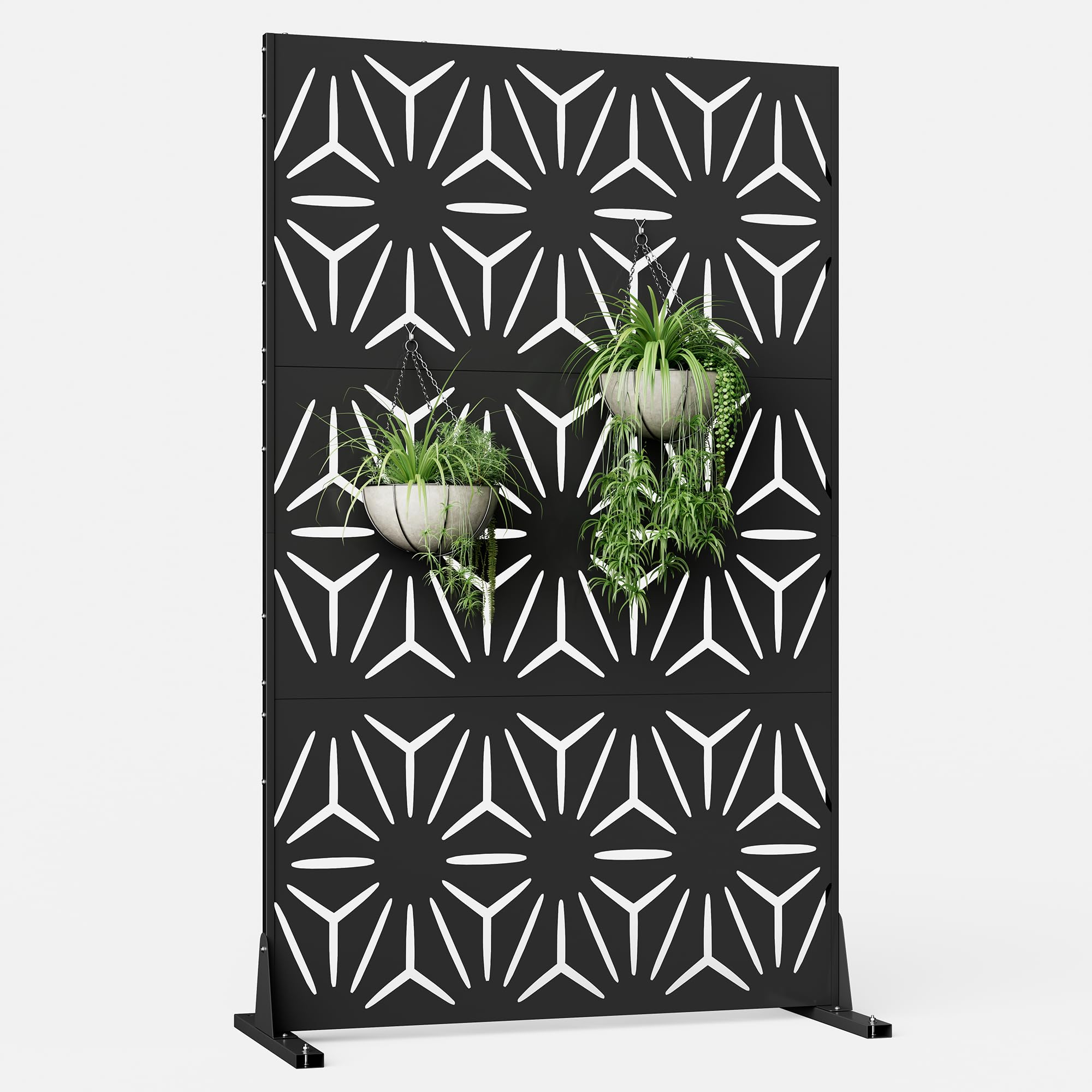 Sunnydaze 4-Panel Steel Decorative Outdoor Privacy Screen