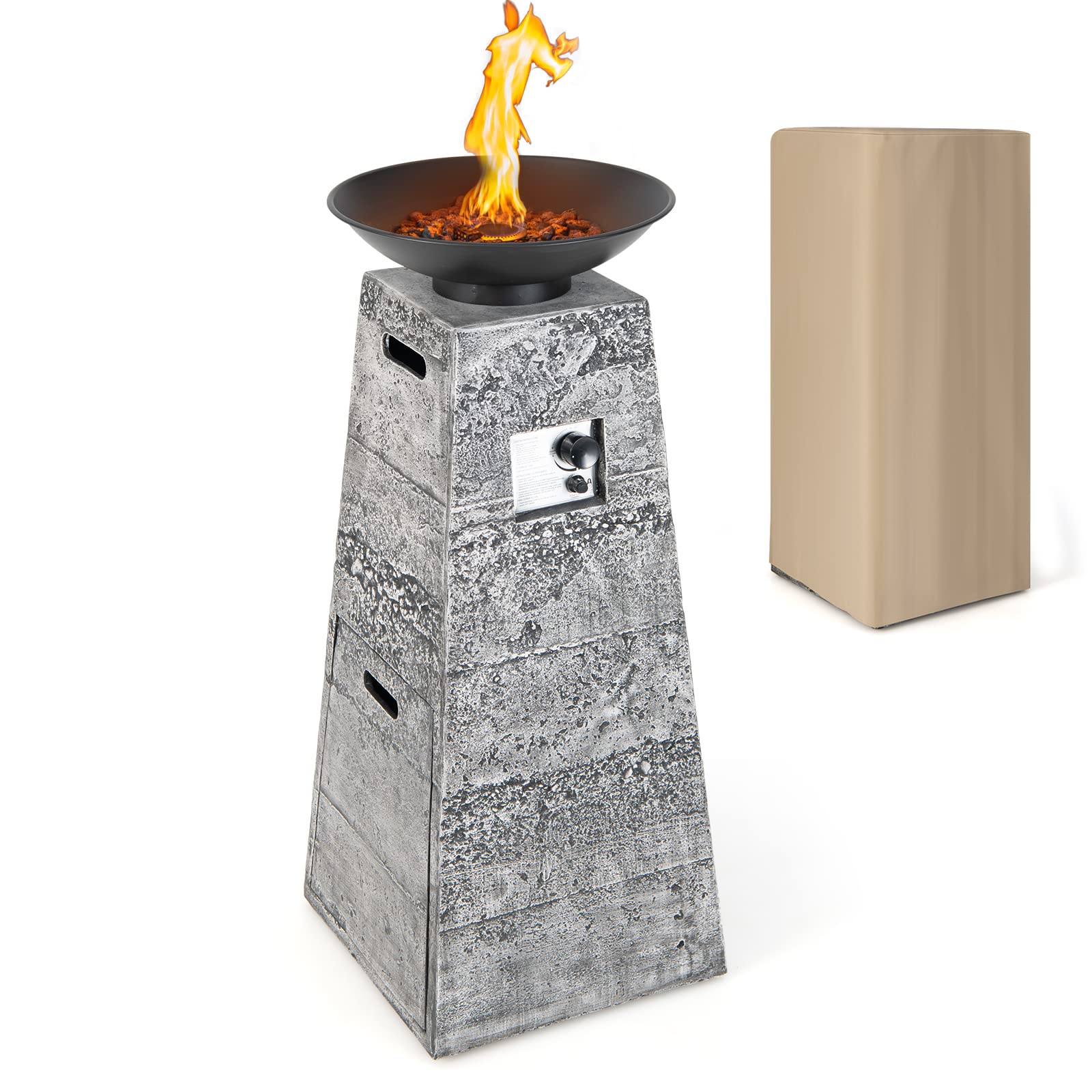 Sunnydaze 48-Inch Round Propane Fire Pit Table with Lava Rocks