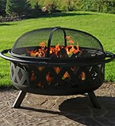 Sunnydaze Crossweave Steel Fire Bowl with Stand and Spark Screen