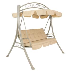 Sunnydaze Decor 2-Person Porch Swing with Hanging Chains and Cushion