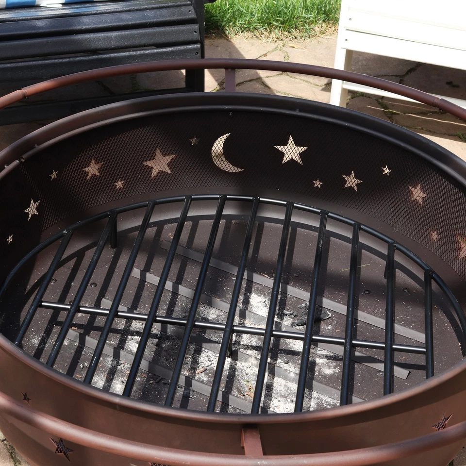 Sunnydaze Decor 24-Inch Round Steel Wood-Burning Fire Pit Grate