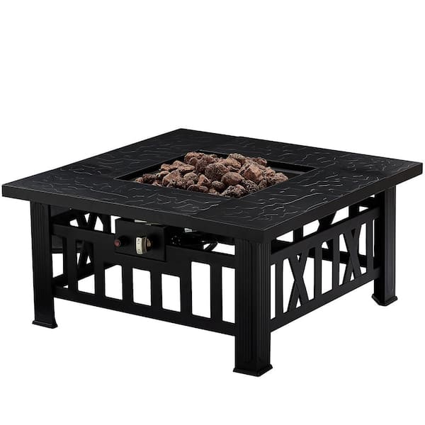 Sunnydaze Decor 42-Inch Natural Gas Fire Pit Table with Lid