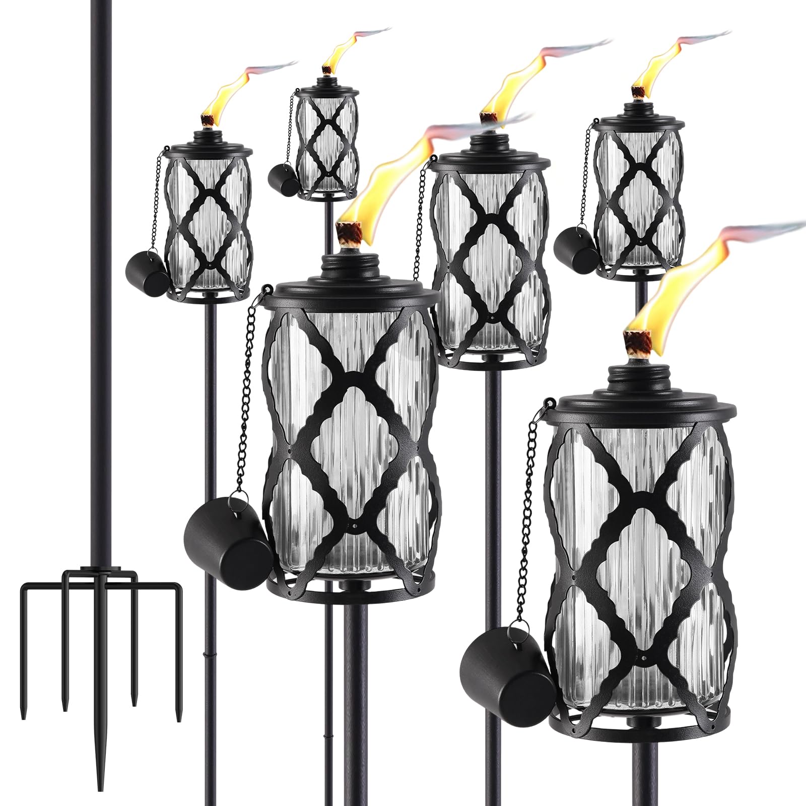 Sunnydaze Decor 59-Inch Outdoor Fiberglass Tiki Torch Set of 4