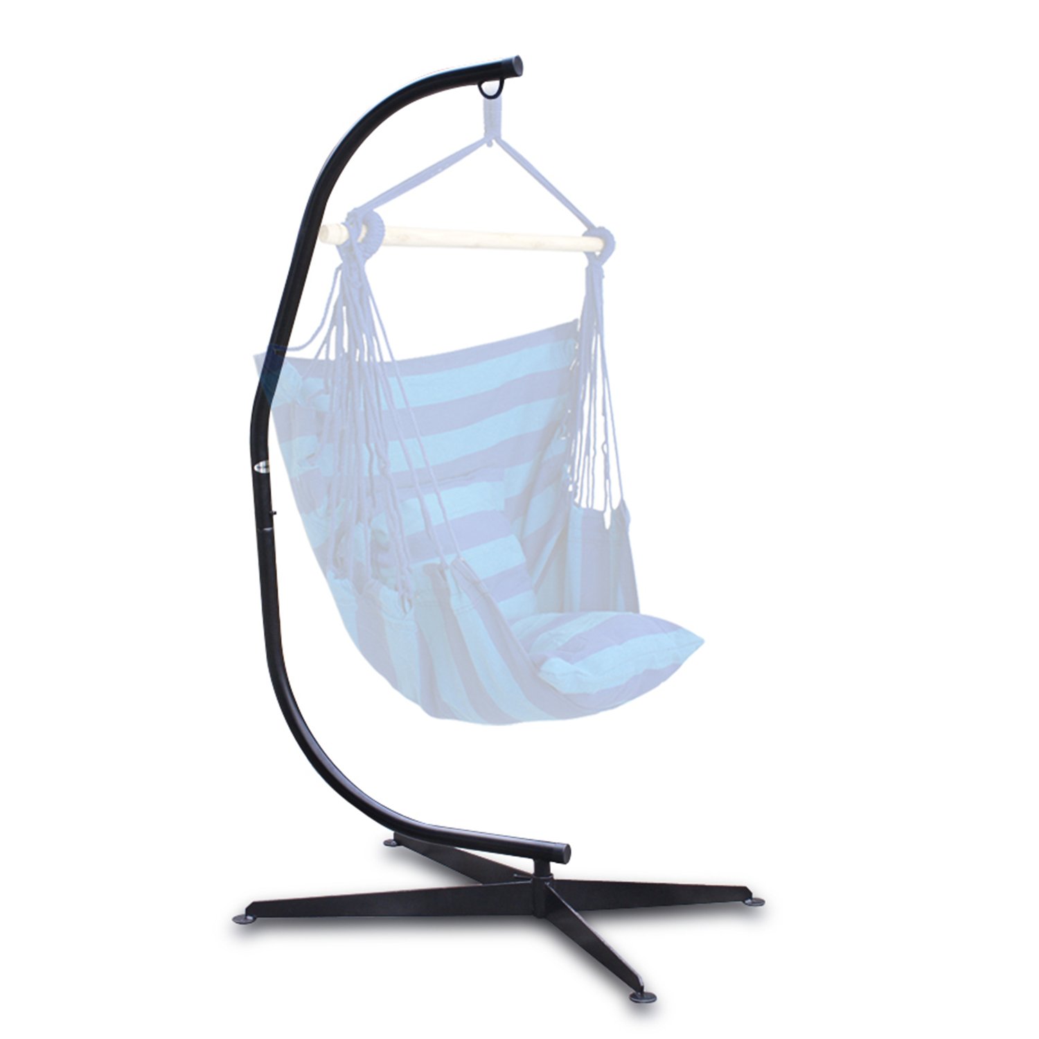 Sunnydaze Decor Hanging Rope Hammock Chair Swing with Steel C-Stand