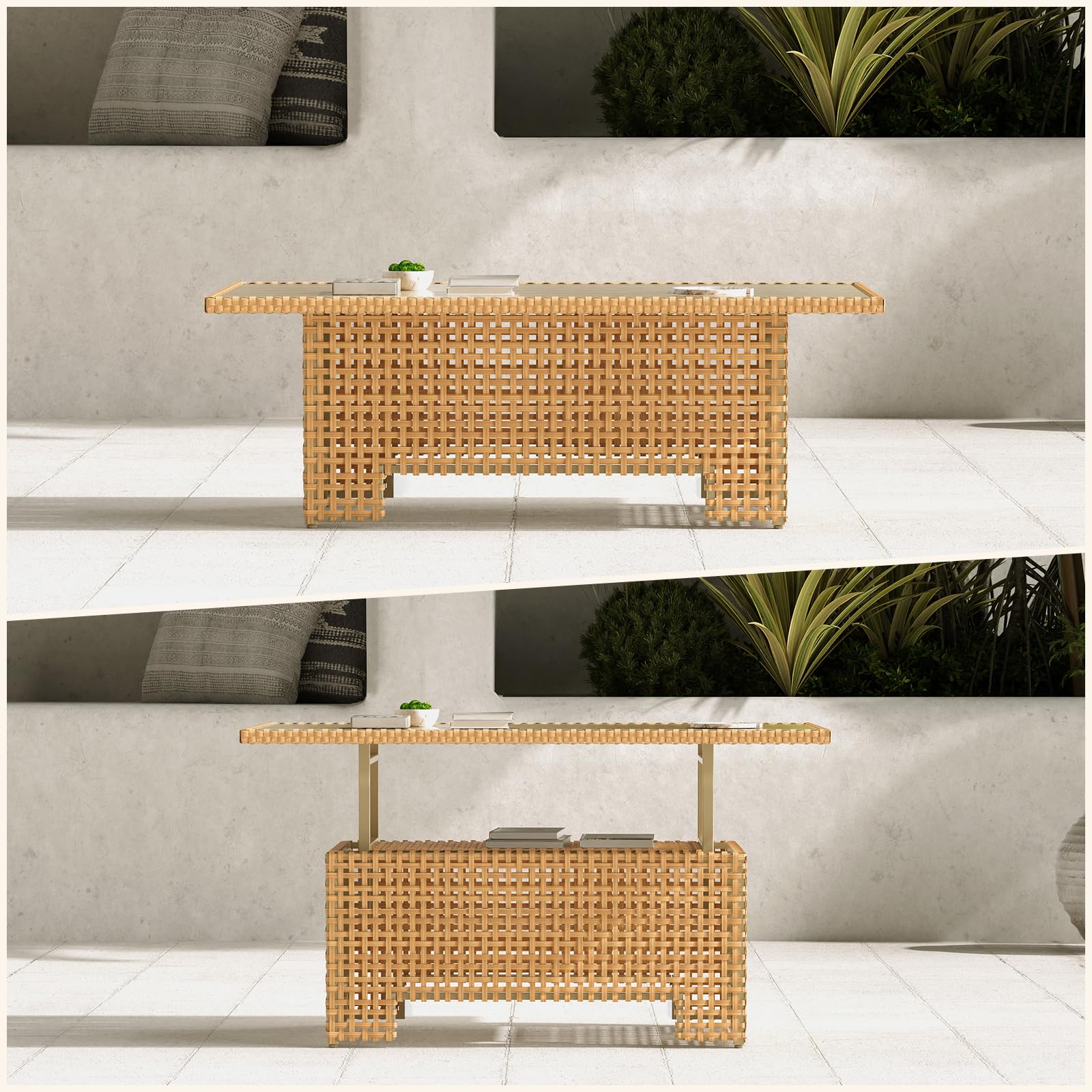Sunnydaze Decor Outdoor Adjustable Coffee to Dining Table