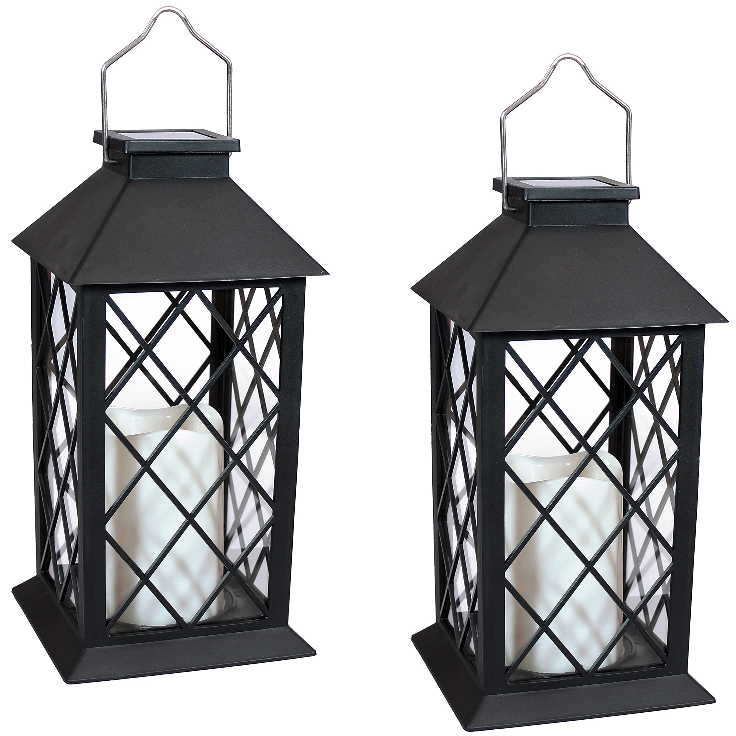 Sunnydaze Decor Set of 2 Outdoor Hanging Lanterns with LED Flame