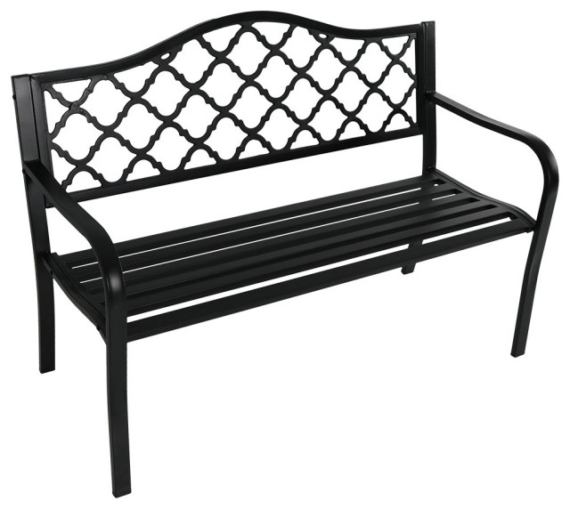 Sunnydaze Medallion Cast Iron Garden Bench