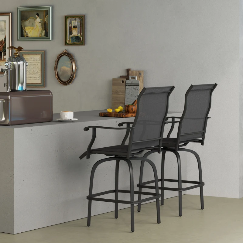 Sunnydaze Outdoor Adjustable Swivel Bar Stool with Footrest