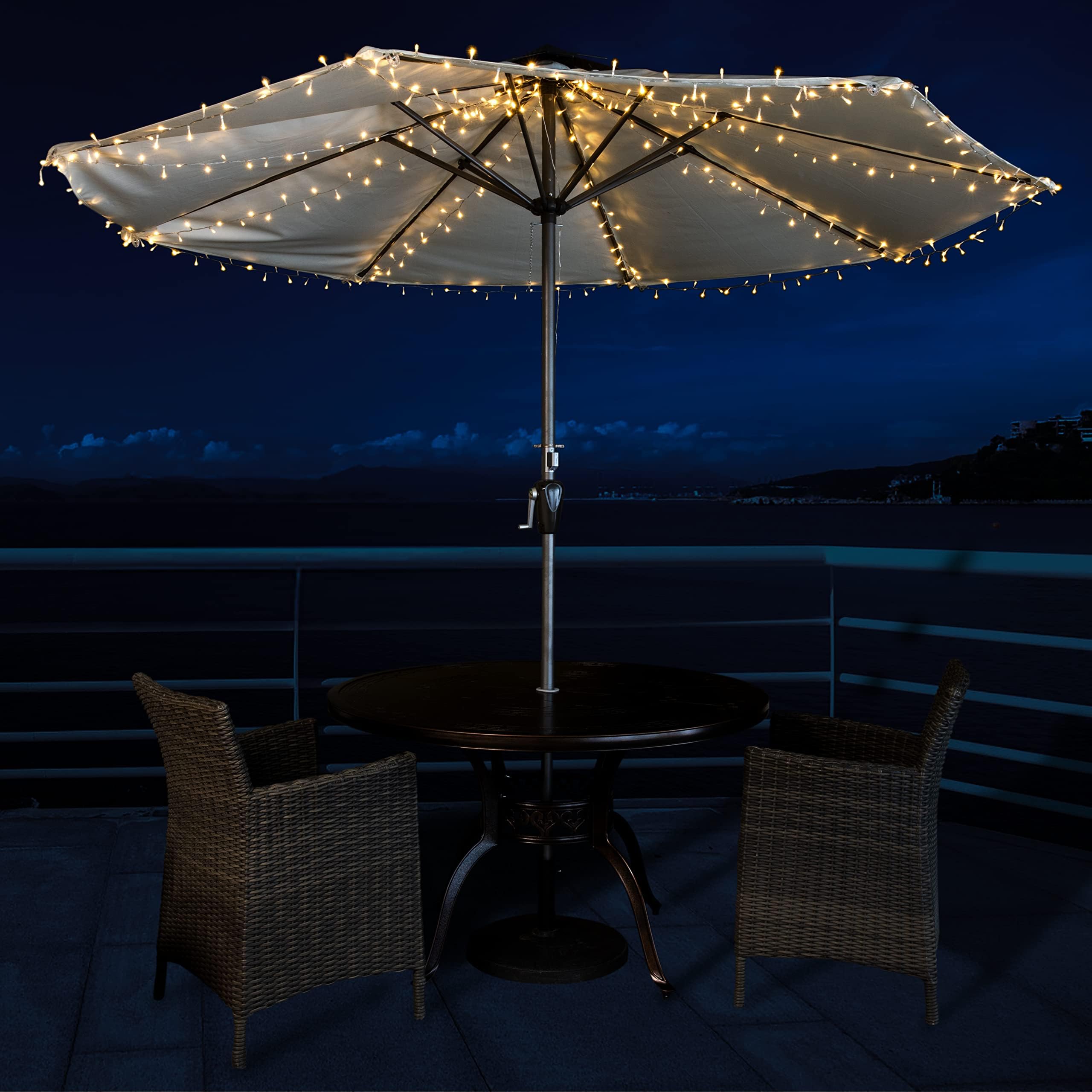 Sunnyglade 9FT Solar Patio Umbrella with LED String Lights