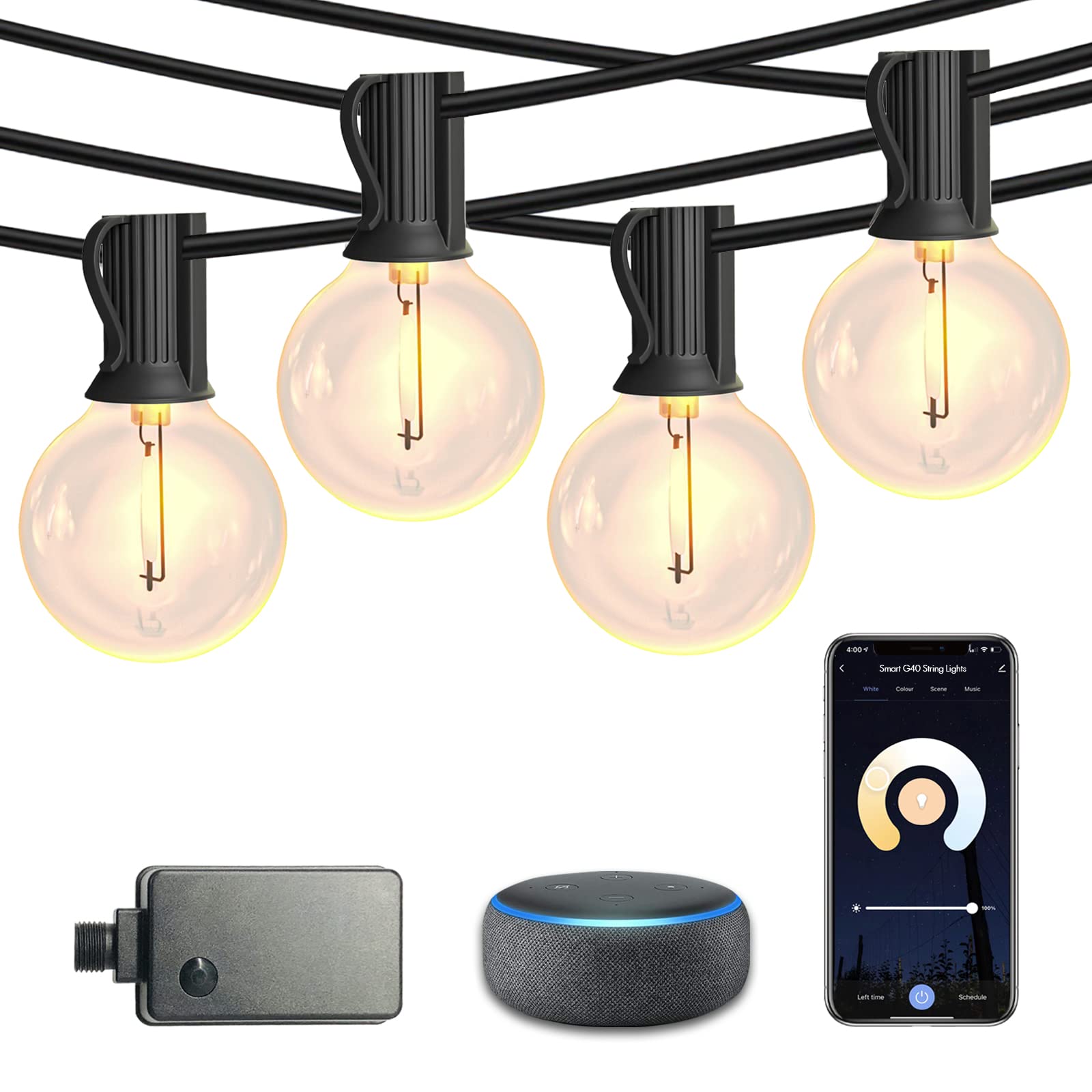 SUNTHIN 48ft Outdoor Patio String Lights