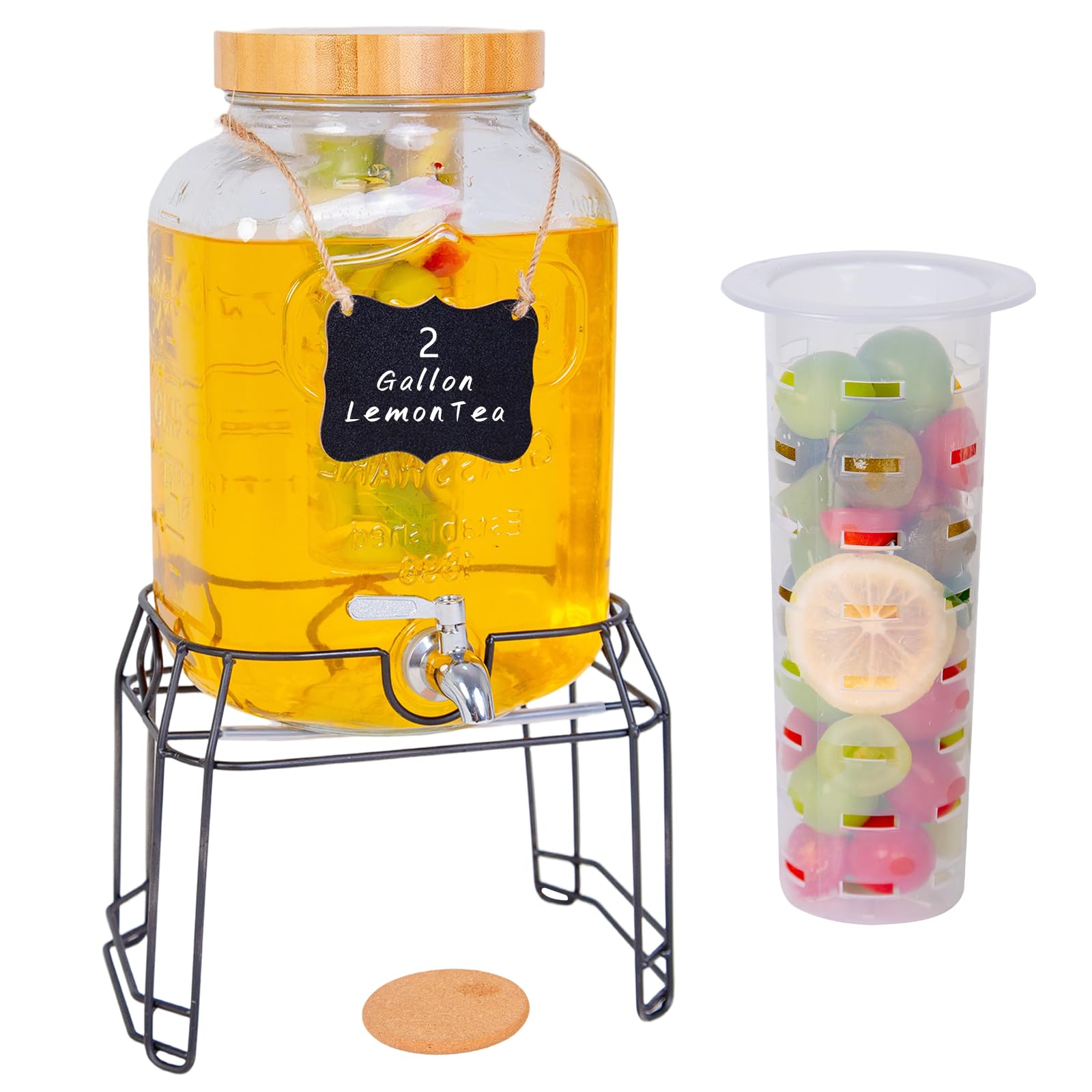 TableCraft BW1G Bamboo Wrapped Glass Beverage Dispenser 1 Gallon