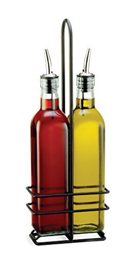 TableCraft H10TRI Stainless Steel Squeeze Bottle Rack with Three Bottles