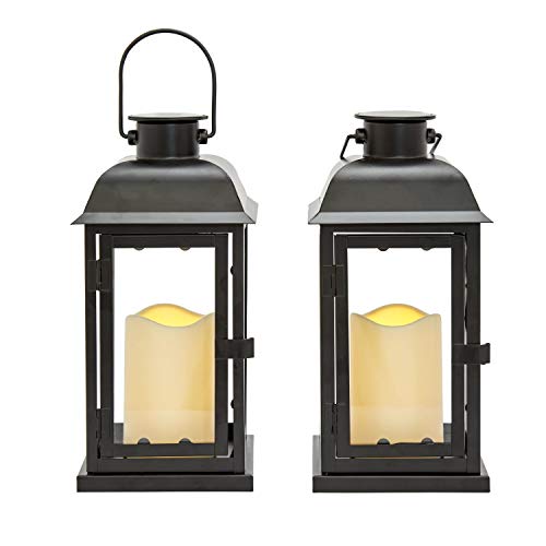 Tangkula 2-Pack 19-Inch Outdoor Hurricane Lanterns with Flame Effect LED