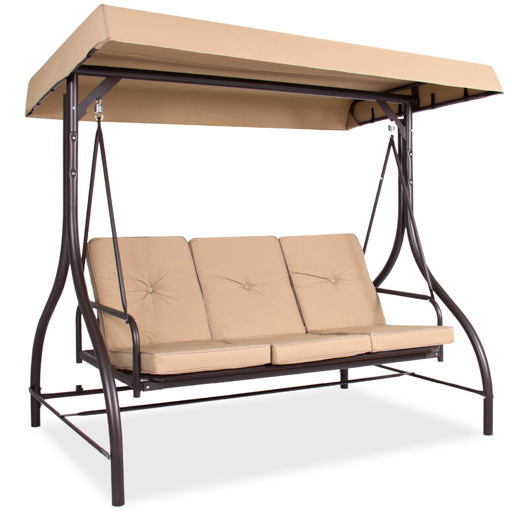 Tangkula 2-Person Glider Patio Swing with Cushion and Canopy