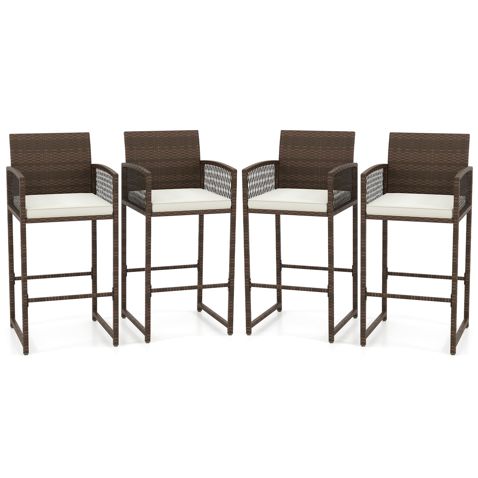 Tangkula 2-Piece Patio Bar Stools Set with Cushions