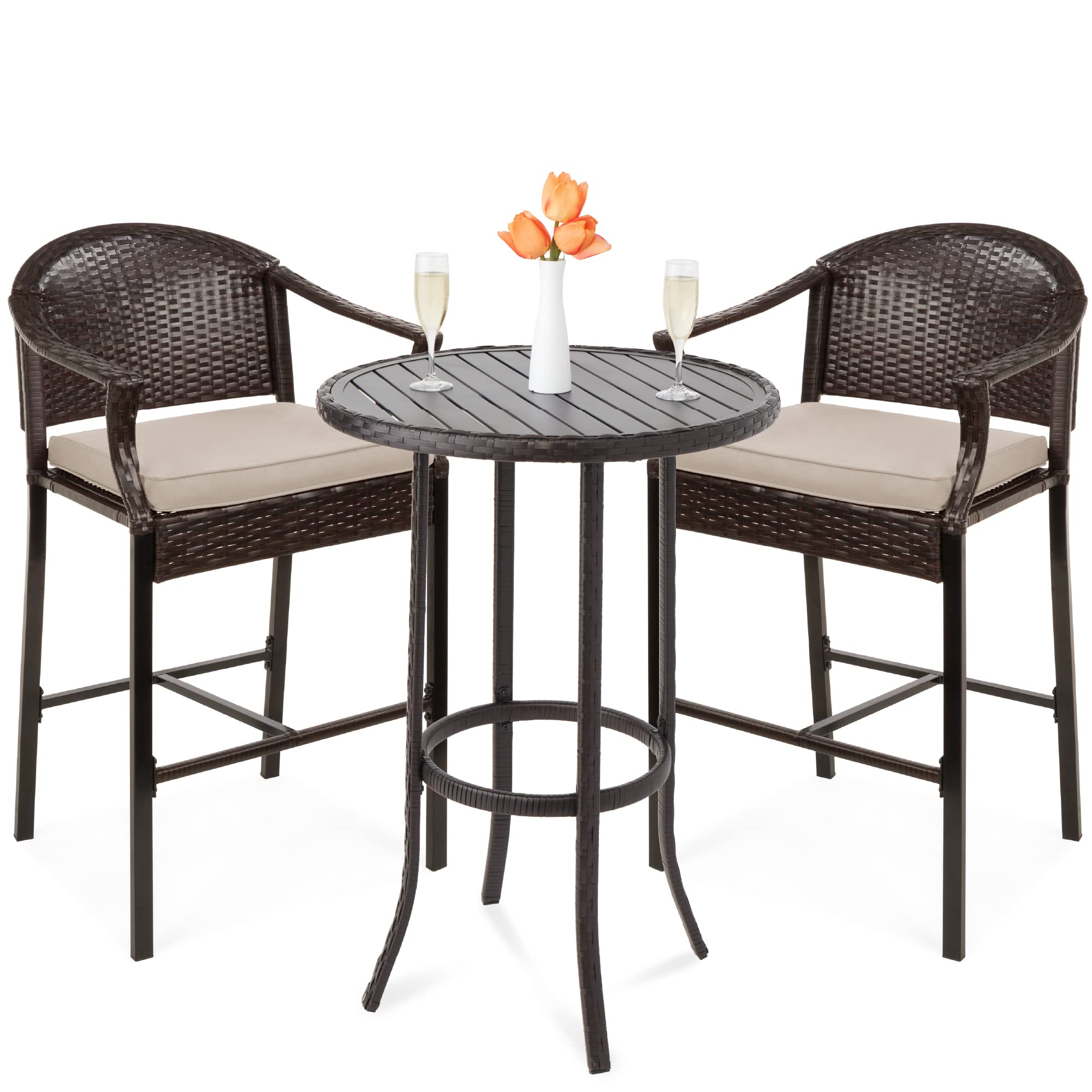 Tangkula 3-Piece Outdoor Bar Height Table and Chair Set