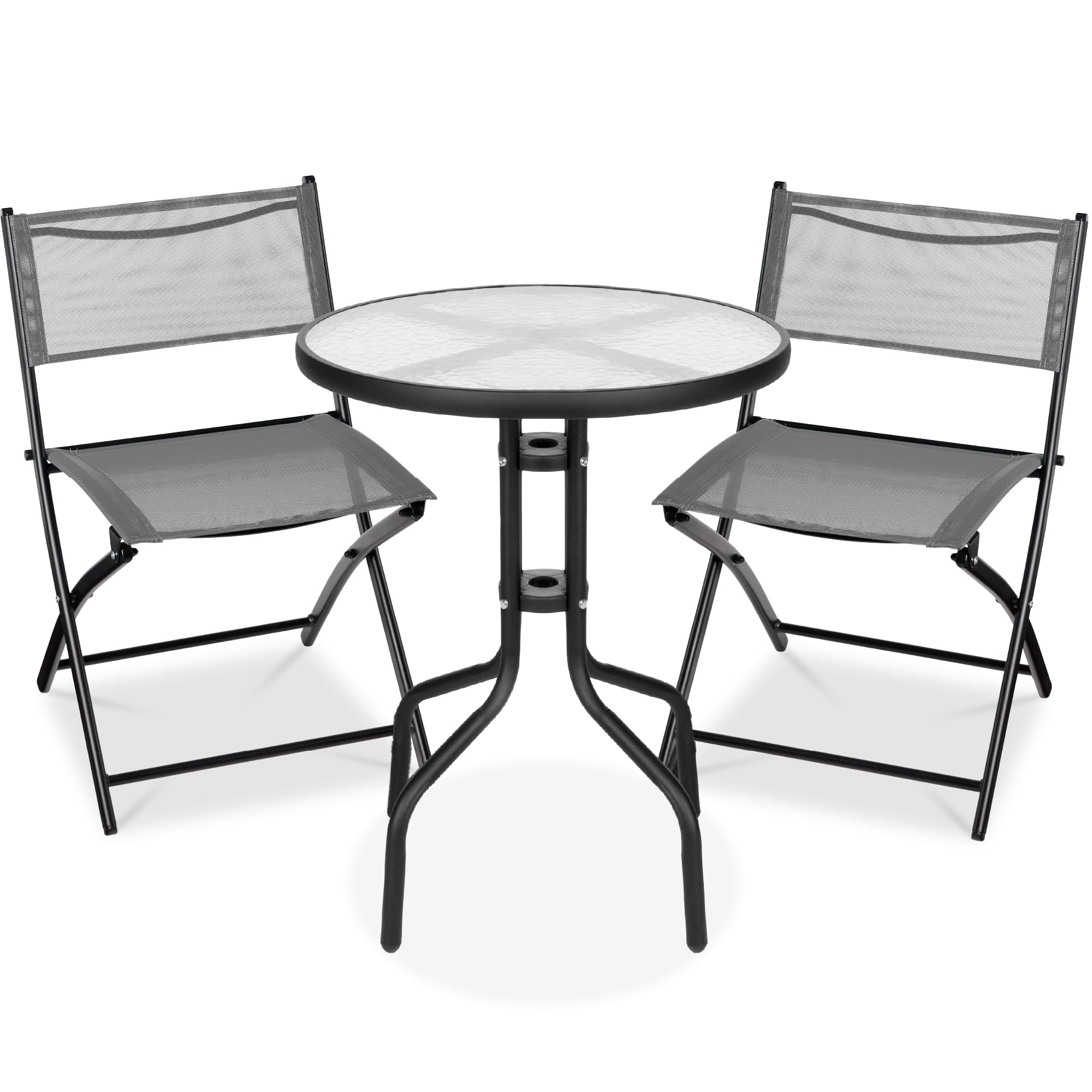 Tangkula 3-Piece Patio Bistro Set with Folding Chairs