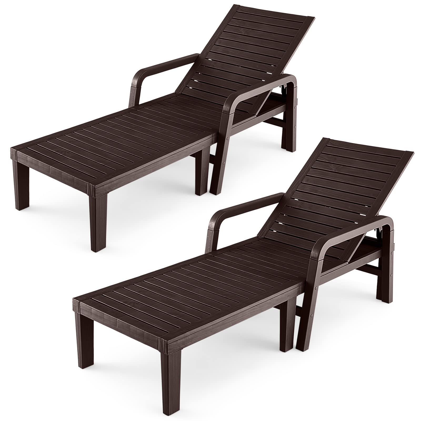 Tangkula 3 Piece Patio Lounge Chair Set with Adjustable Backrest