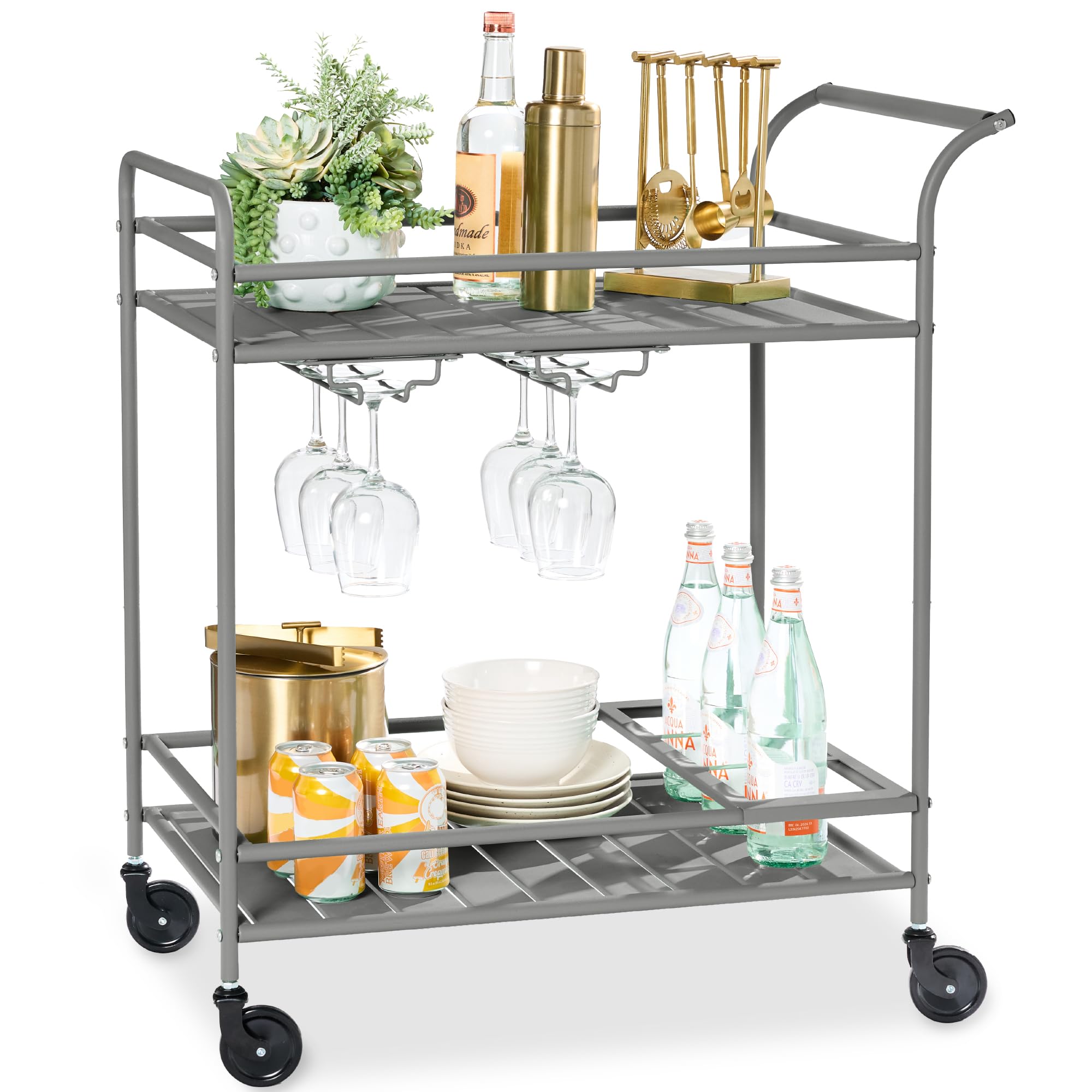 Tangkula 3-Tier Rolling Bar Cart with Locking Wheels