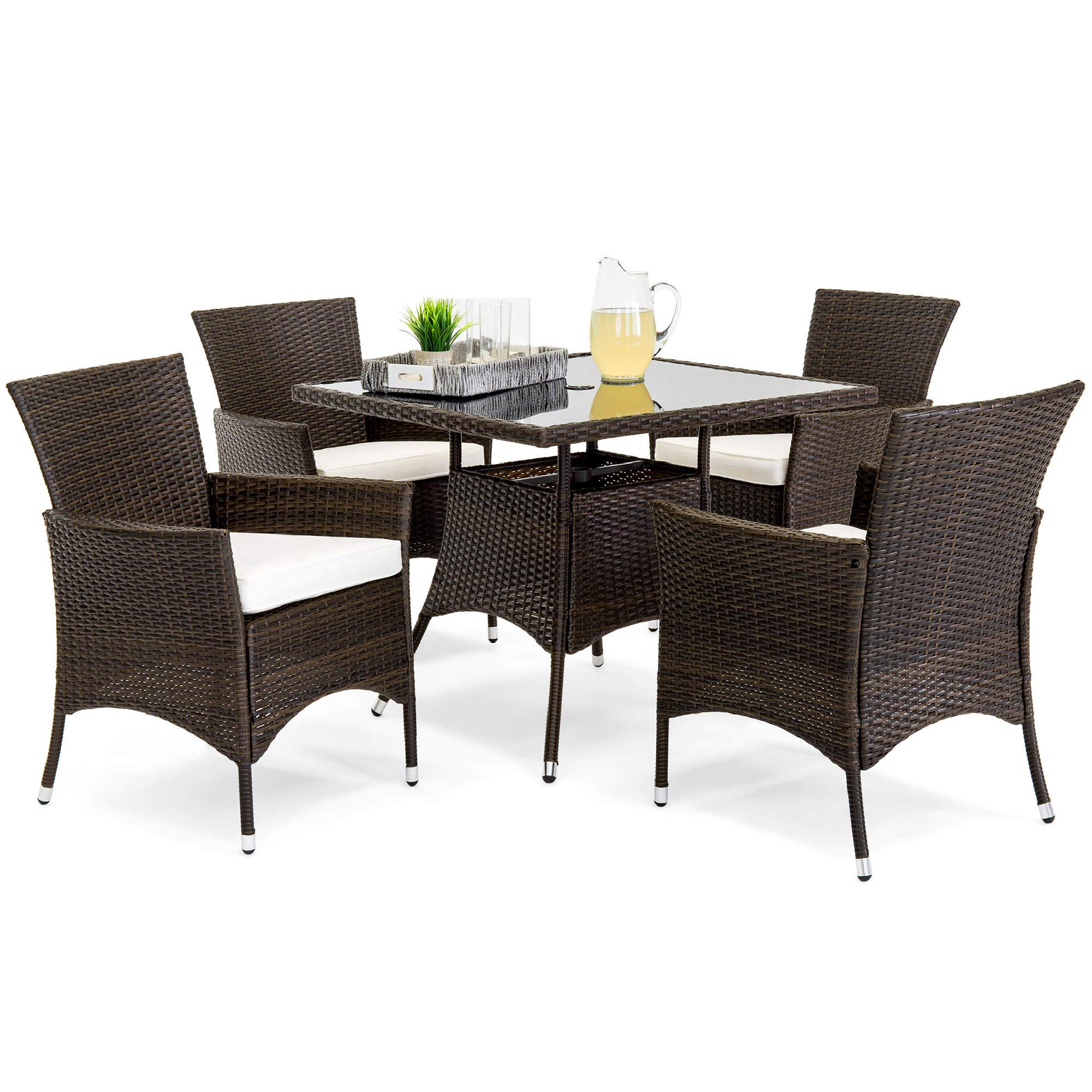 Tangkula 4-Piece Outdoor Wicker Patio Dining Set