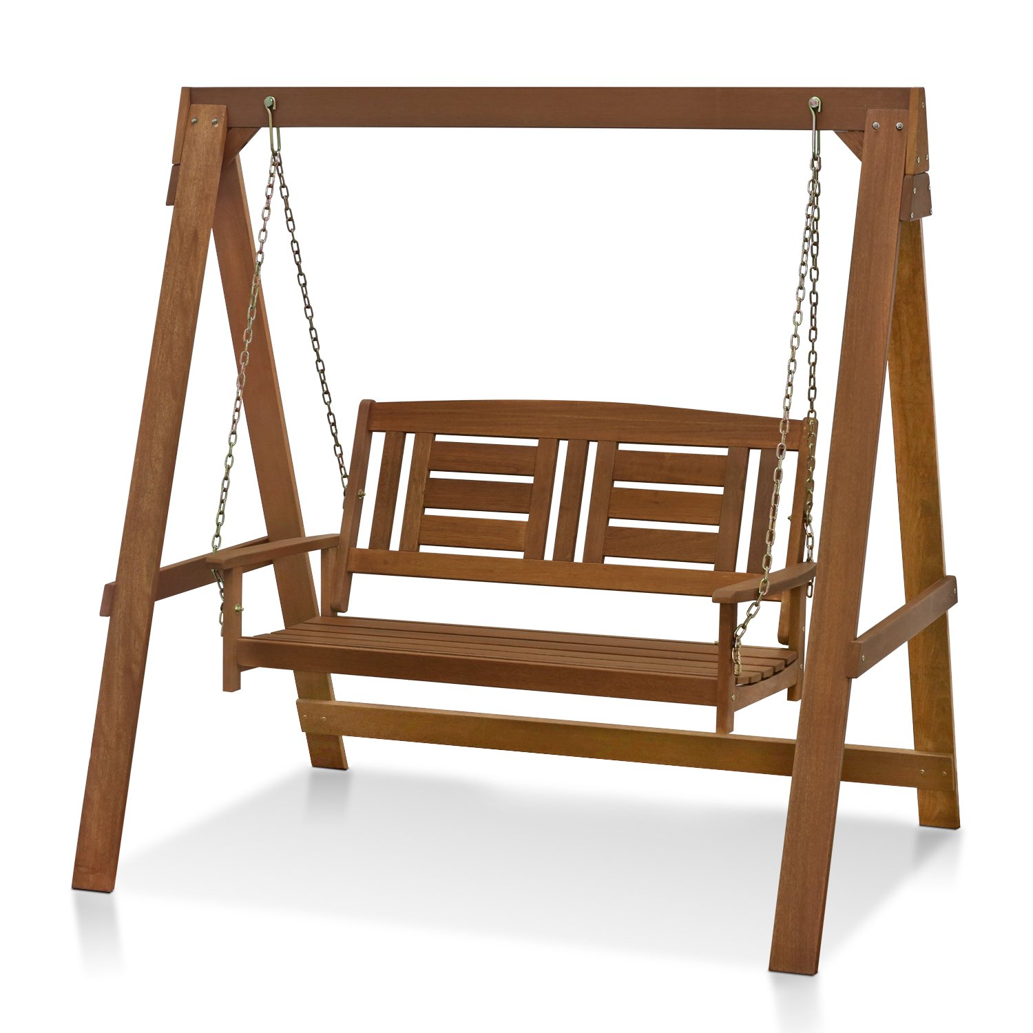 Tangkula 4FT Outdoor Metal Porch Swing with Cushion and Hanging Chains