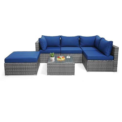 Tangkula 6-Piece Patio Furniture Set Modular Outdoor Sectional Sofa