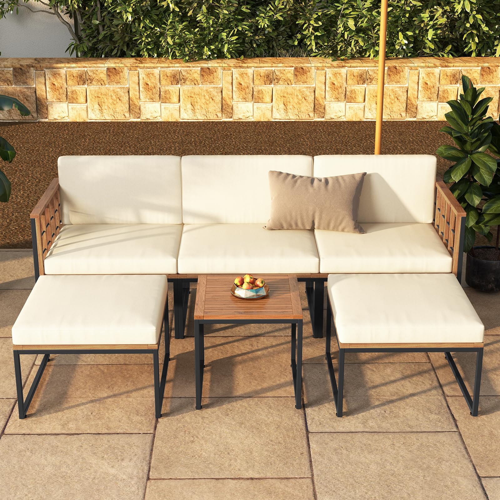 Tangkula 6-Piece Patio Sectional Furniture Set