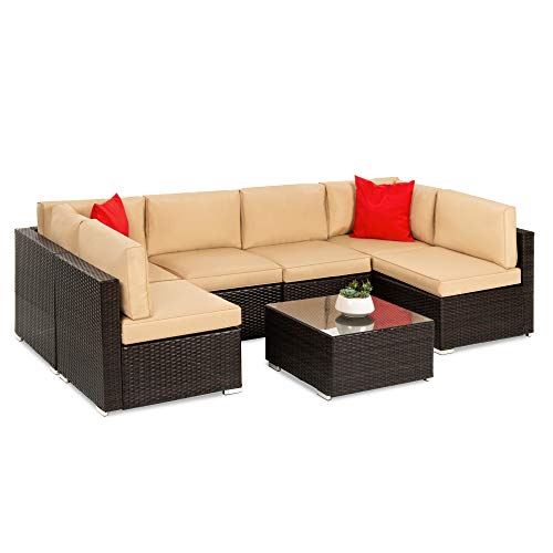 Tangkula 7-Piece Patio Furniture Sectional Conversation Set