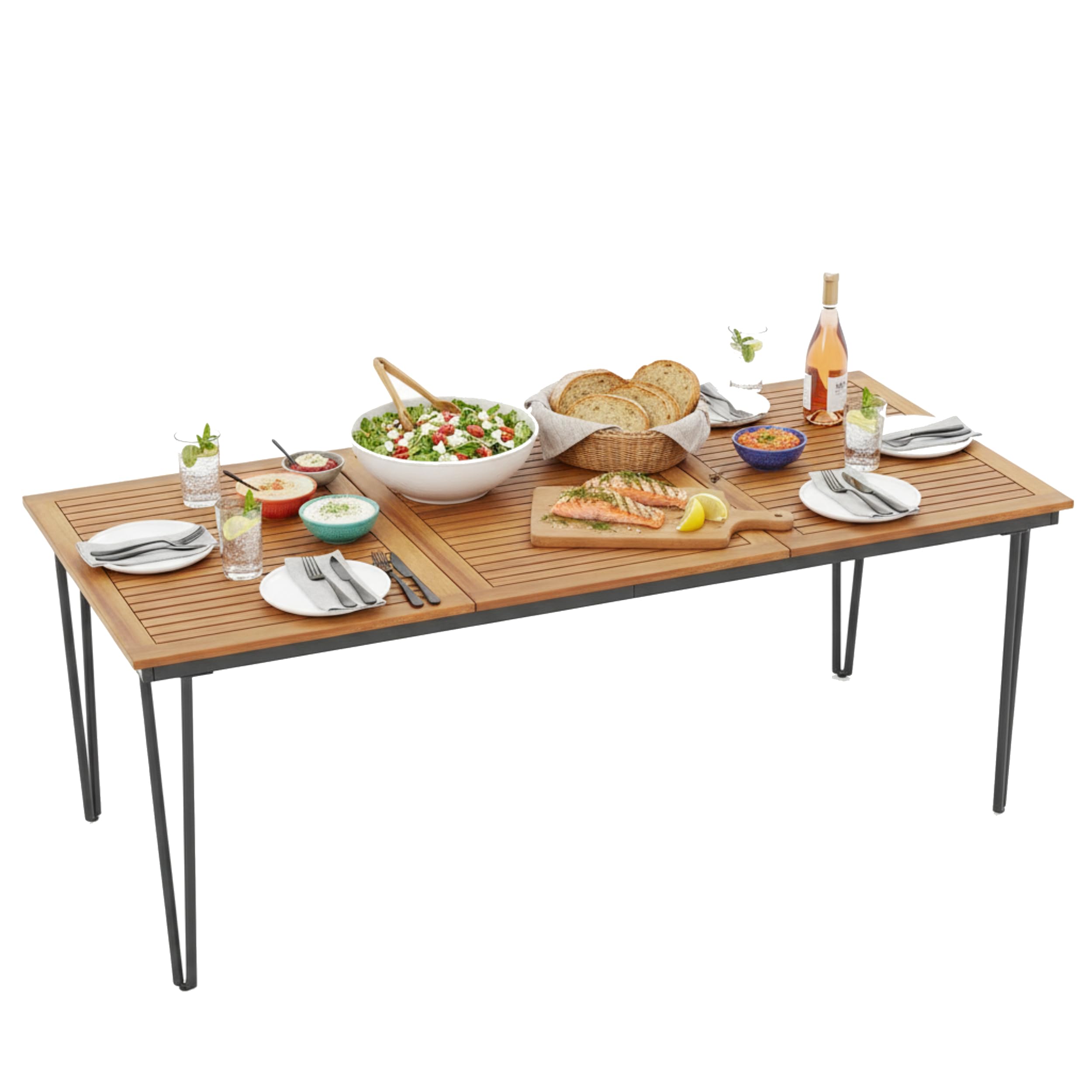 Tangkula 79-in Rectangular Acacia Wood Outdoor Dining Table