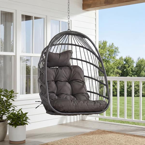 Tangkula Hanging Wicker Egg Chair with Stand