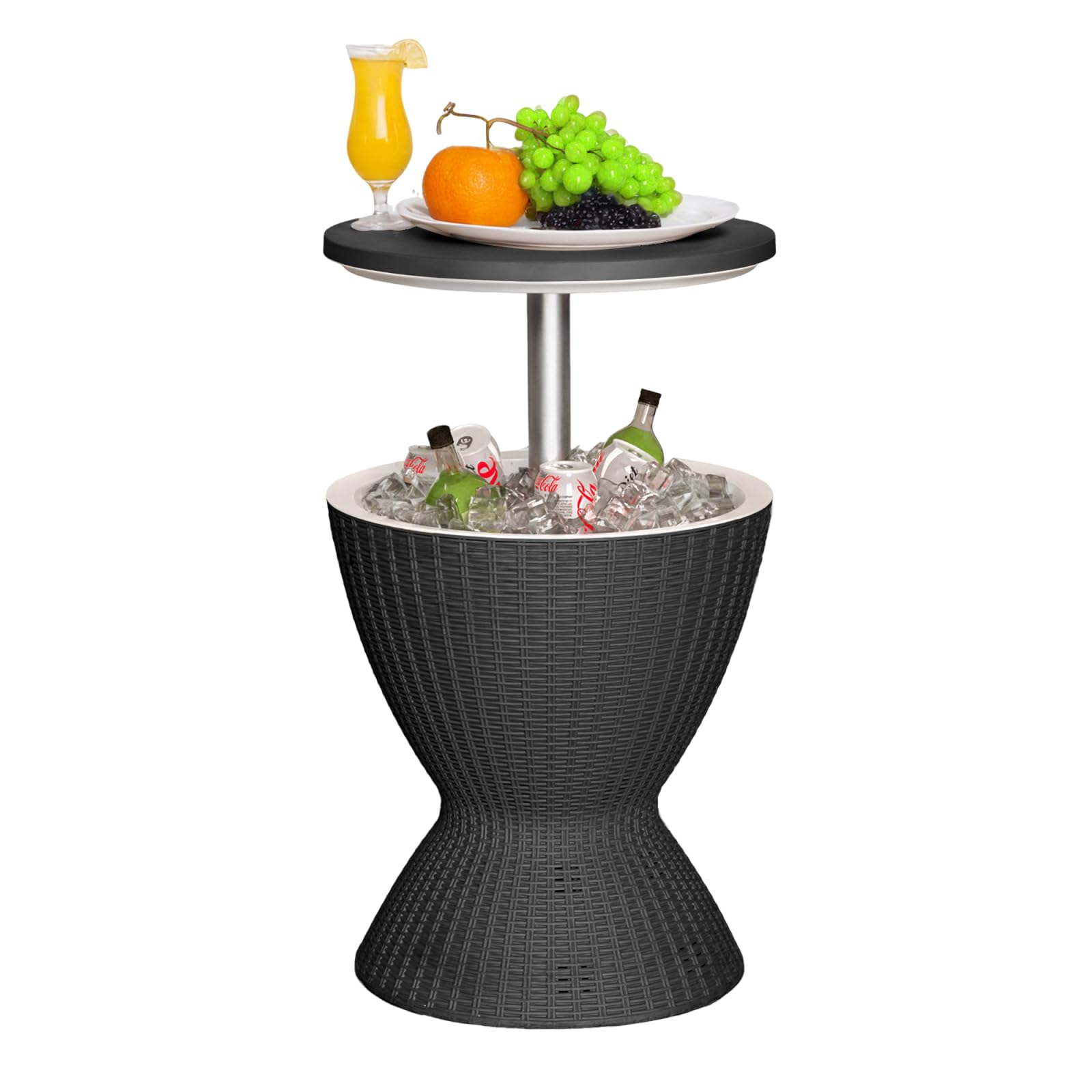 Tangkula Outdoor Side Table with Built-In Ice Bucket and Shelf