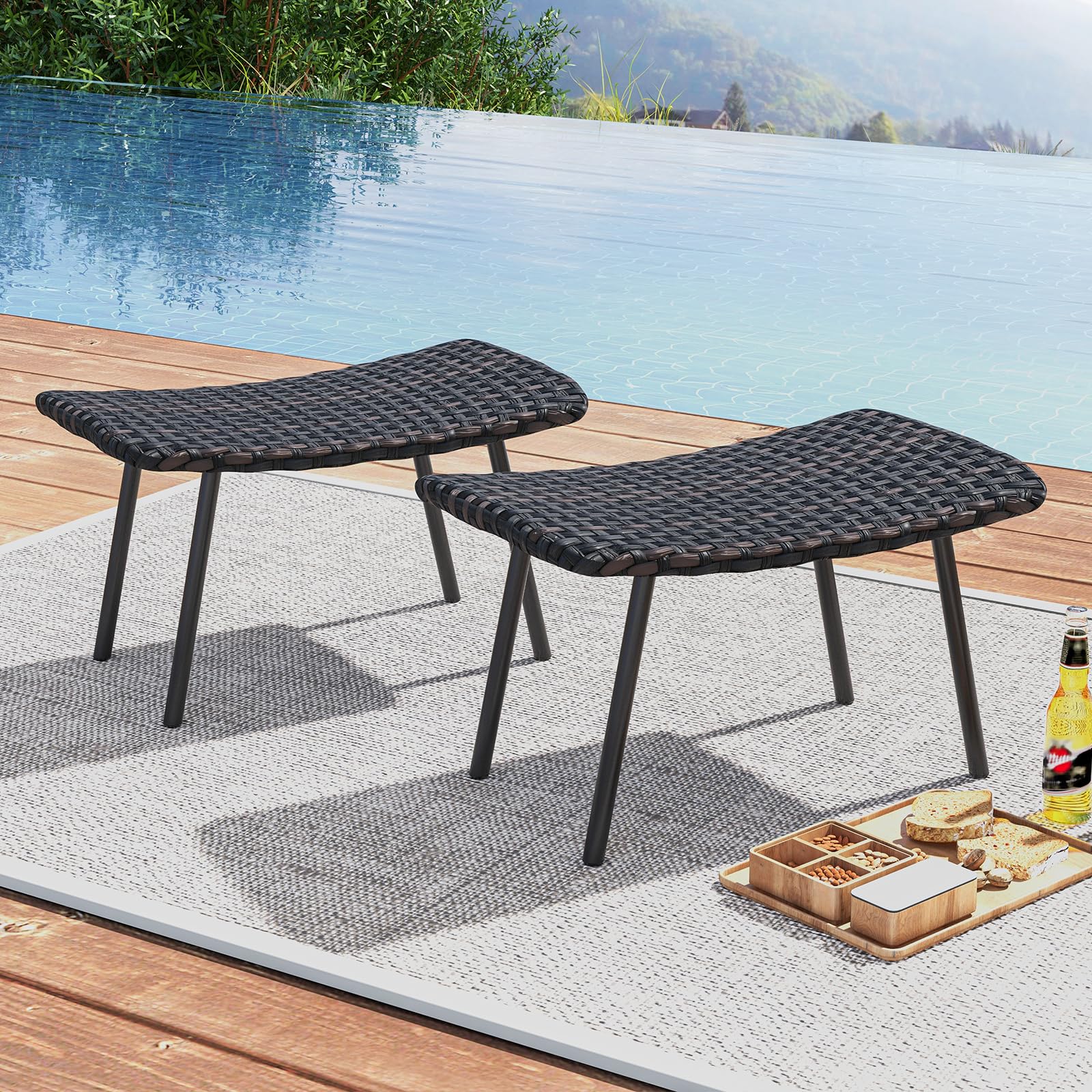 Tangkula Outdoor Storage Ottoman with Padded Lid