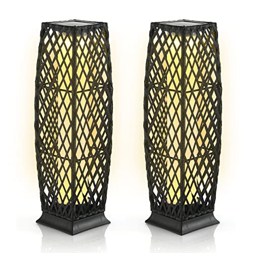 Tangkula Solar Hanging Lanterns Outdoor (Set of 2)