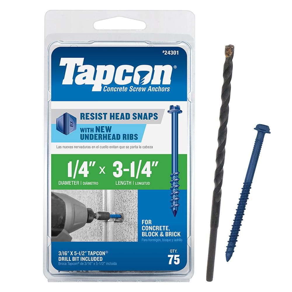 Tapcon 1/4 in. x 1-3/4 in. Hex-Washer-Head Concrete Anchors (75-Pack)
