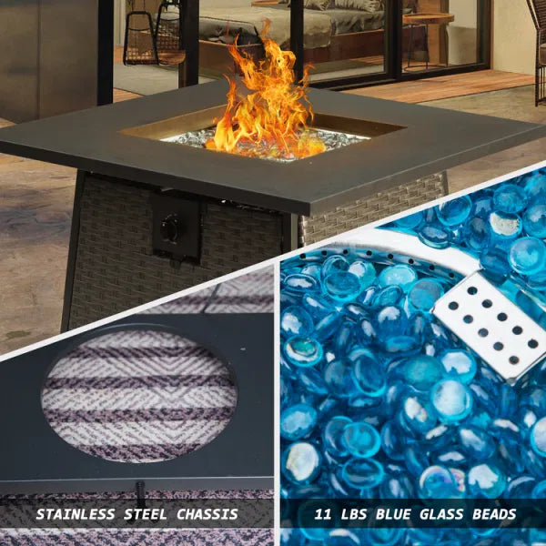 Thermomate 28-Inch Propane Fire Pit Table with Glass Beads