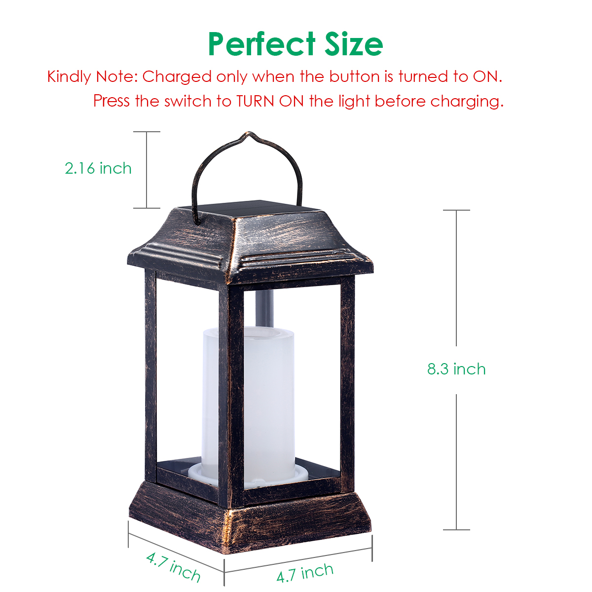 TomCare Solar Lanterns Metal Flickering Flame Outdoor Lanterns (4-Pack)
