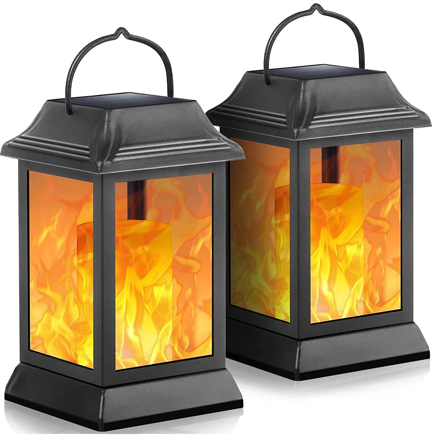 TomCare Solar Lanterns Metal Moroccan Decorative Outdoor Lanterns (Set of 2)