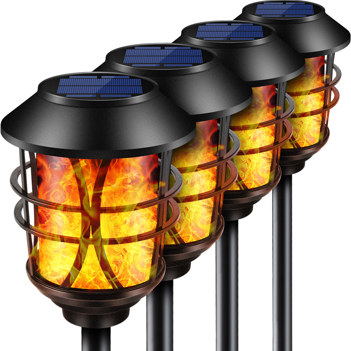 TomCare Solar Lights Outdoor Flickering Flame Solar Torch Lights, Set of 6