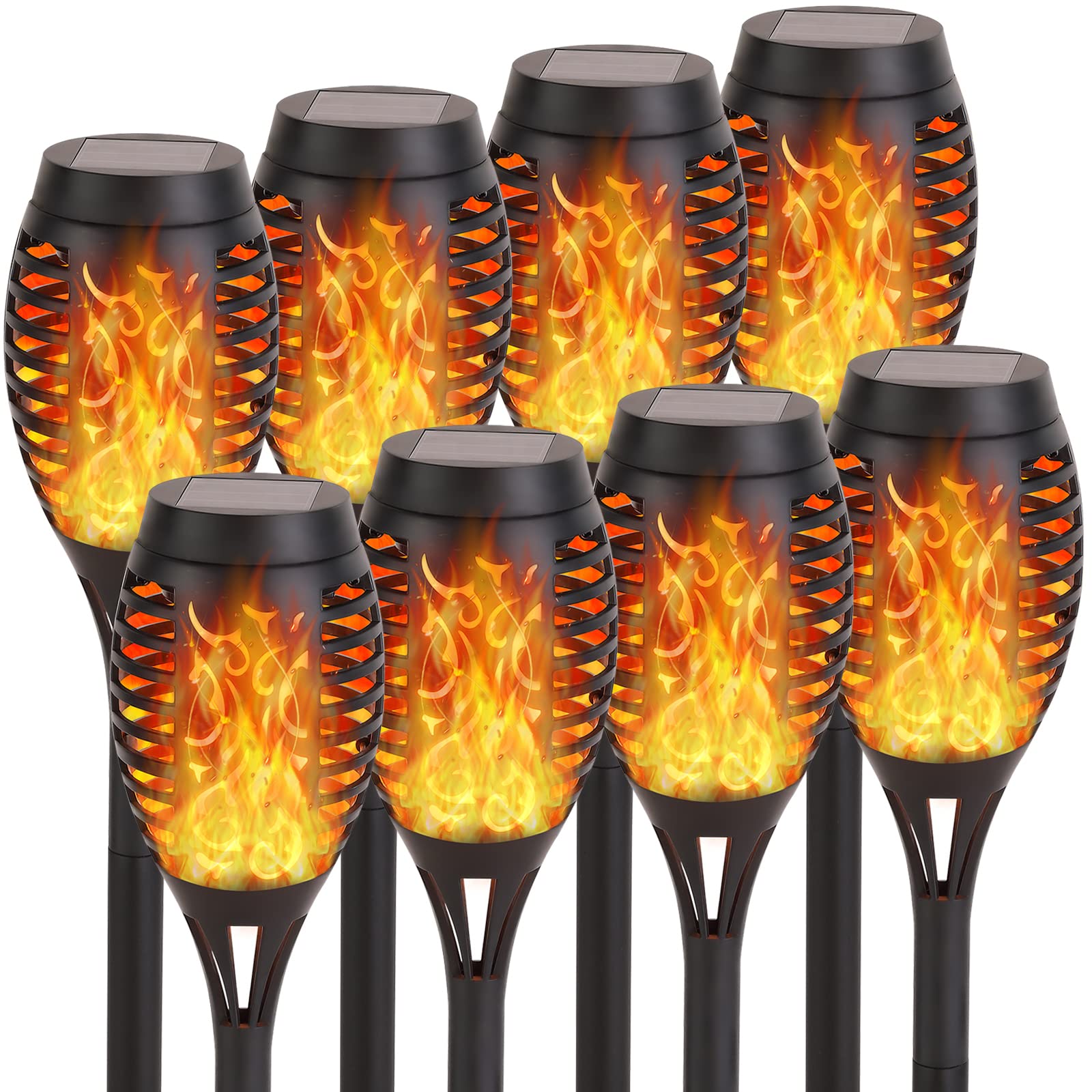 TomCare Solar Torch Lights with Flickering Flame Effect (2-Pack)