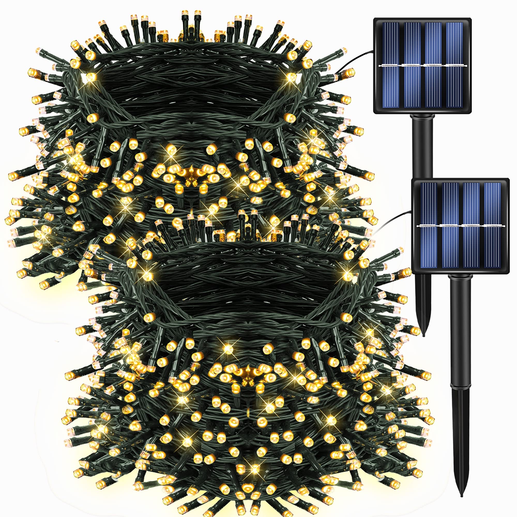 Toodour Solar String Lights 72ft 200 LED Warm White