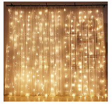Twinkle Star 300 LED Window Curtain Icicle String Lights Outdoor