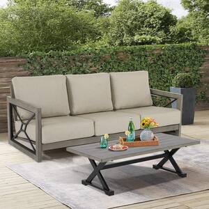 Ulax Furniture Outdoor 6-Piece Aluminum Sectional Sofa Set with Ottoman