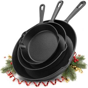Utopia Kitchen Pre-Seasoned Cast Iron Skillet 3-Piece Set