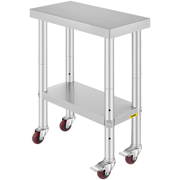 VEVOR 48-Inch Stainless Steel Commercial Work Table with Lower Shelf