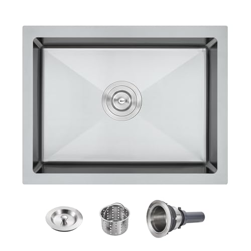 VEVOR Outdoor Kitchen Prep Sink 18x18 Inch Drop-In 304 Stainless Steel Single Bowl
